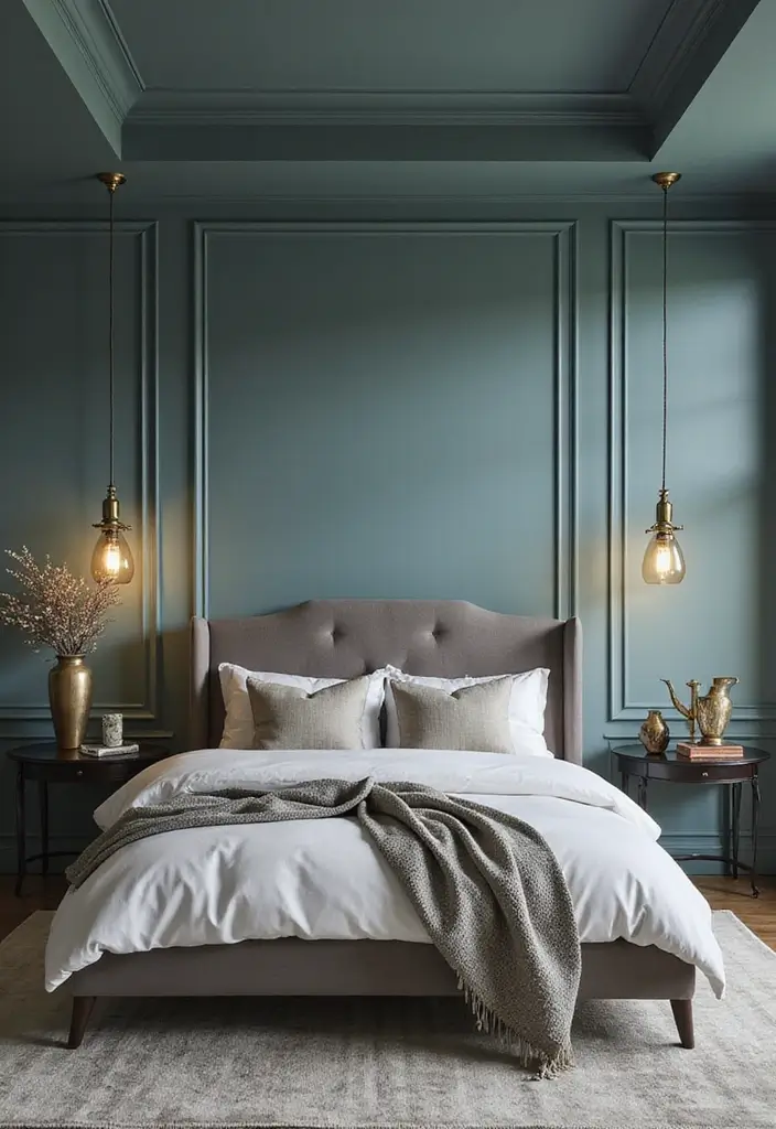 25 Grey and Teal Bedroom Ideas That Feel Balanced and Modern - 10. Mixing Metals