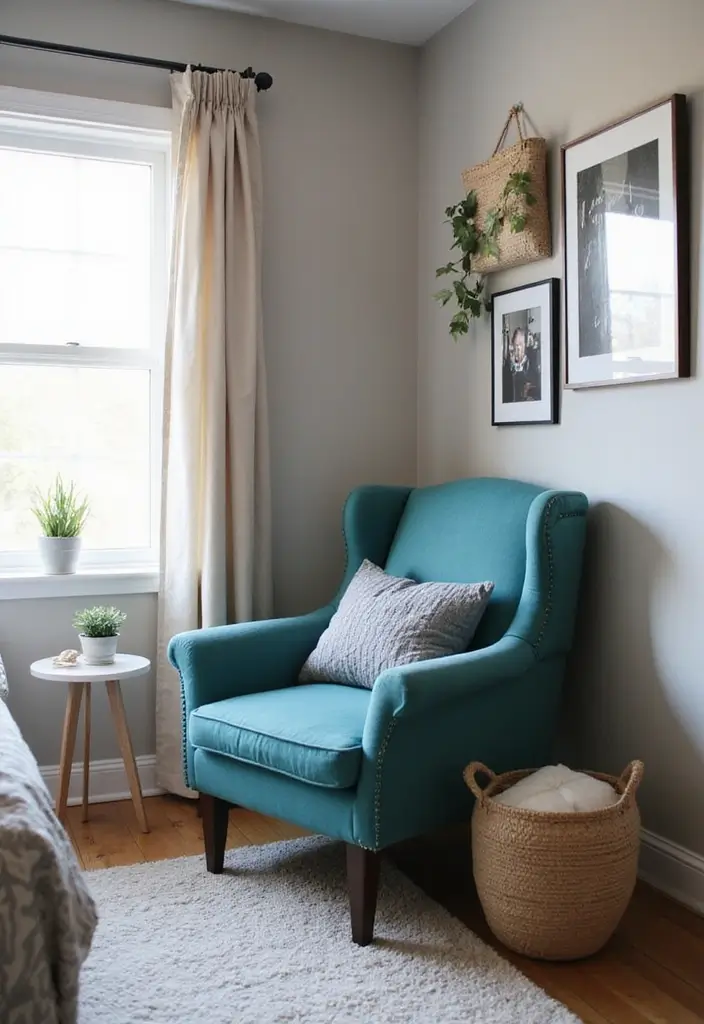 25 Grey and Teal Bedroom Ideas That Feel Balanced and Modern - 11. Cozy Nooks