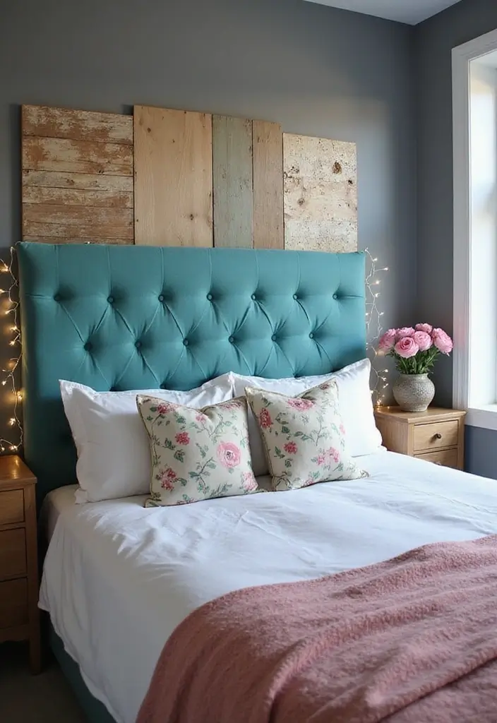 25 Grey and Teal Bedroom Ideas That Feel Balanced and Modern - 16. Creative Headboards