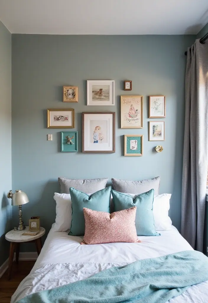 25 Grey and Teal Bedroom Ideas That Feel Balanced and Modern - 19. Personalized Decor