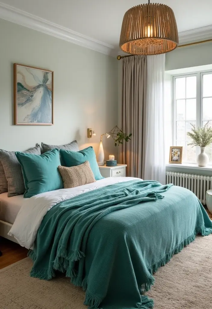 25 Grey and Teal Bedroom Ideas That Feel Balanced and Modern - 25. Seasonal Decor Changes