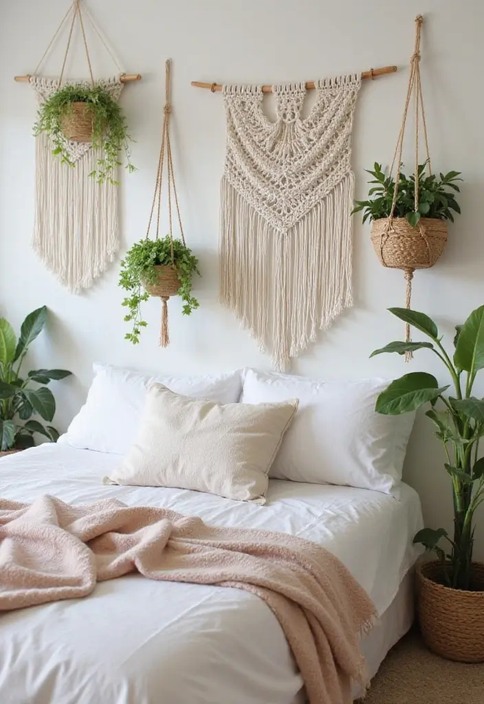 25 Indian Bedroom Decor Ideas That Blend Tradition & Style - 16. Boho Macrame Accents