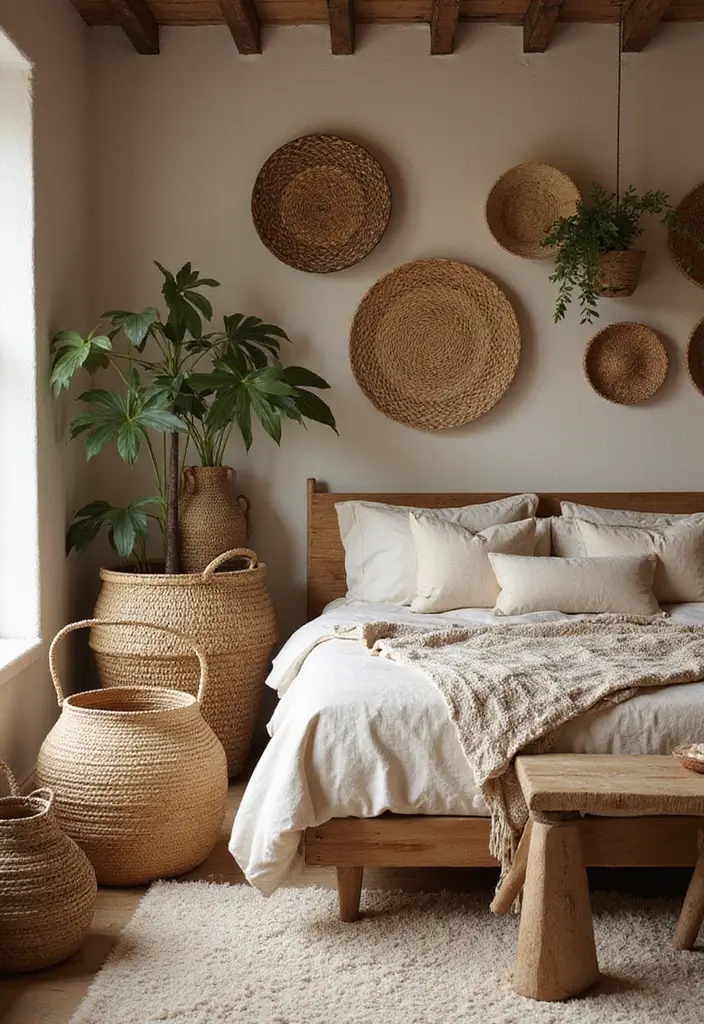 25 Indian Bedroom Decor Ideas That Blend Tradition & Style - 19. Handwoven Baskets