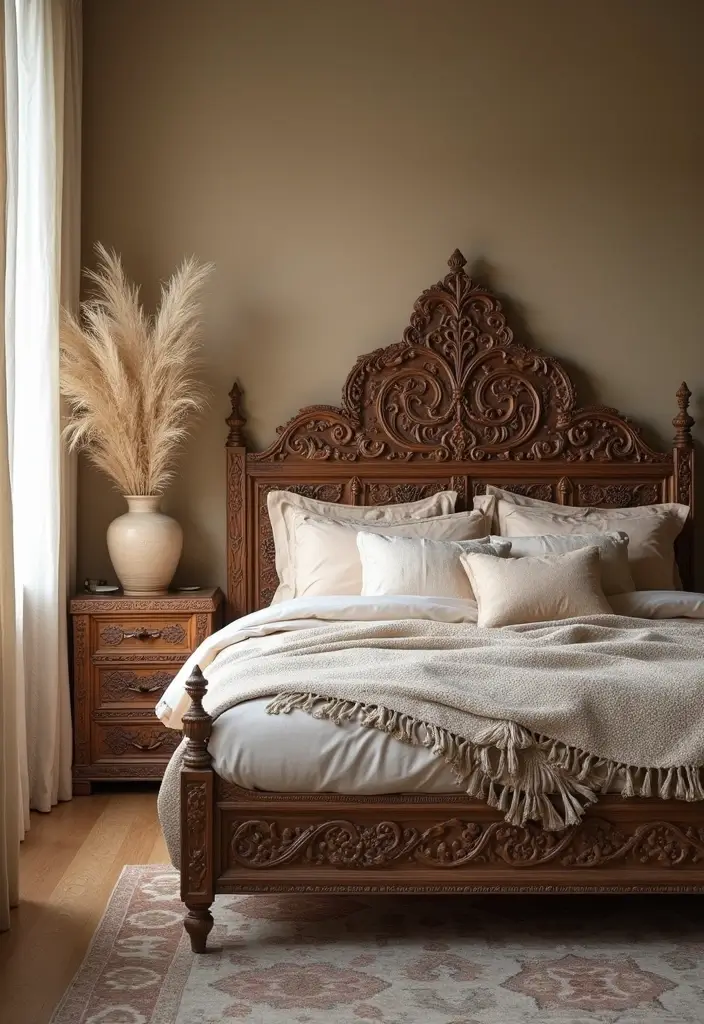 25 Indian Bedroom Decor Ideas That Blend Tradition & Style - 21. Ethnic Bed Frames
