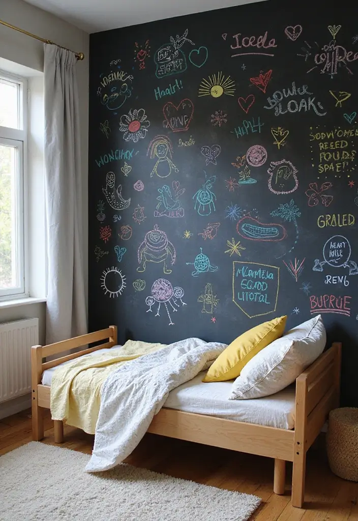 25 Kids Bedroom Decor Ideas That Parents Will Also Love - 12. Creative Chalkboard Walls