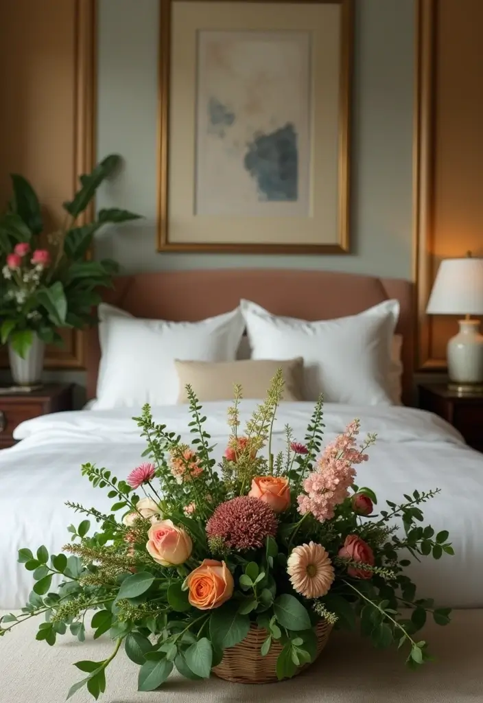 25 King Size Bedroom Ideas That Exude Luxury - 15. Fresh Flowers and Greenery