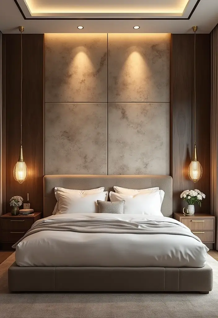 25 King Size Bedroom Ideas That Exude Luxury - 16. Elegant Accent Wall