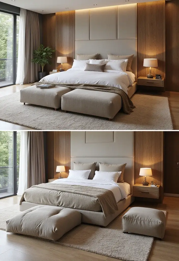 25 King Size Bedroom Ideas That Exude Luxury - 23. Unique Furniture Arrangements