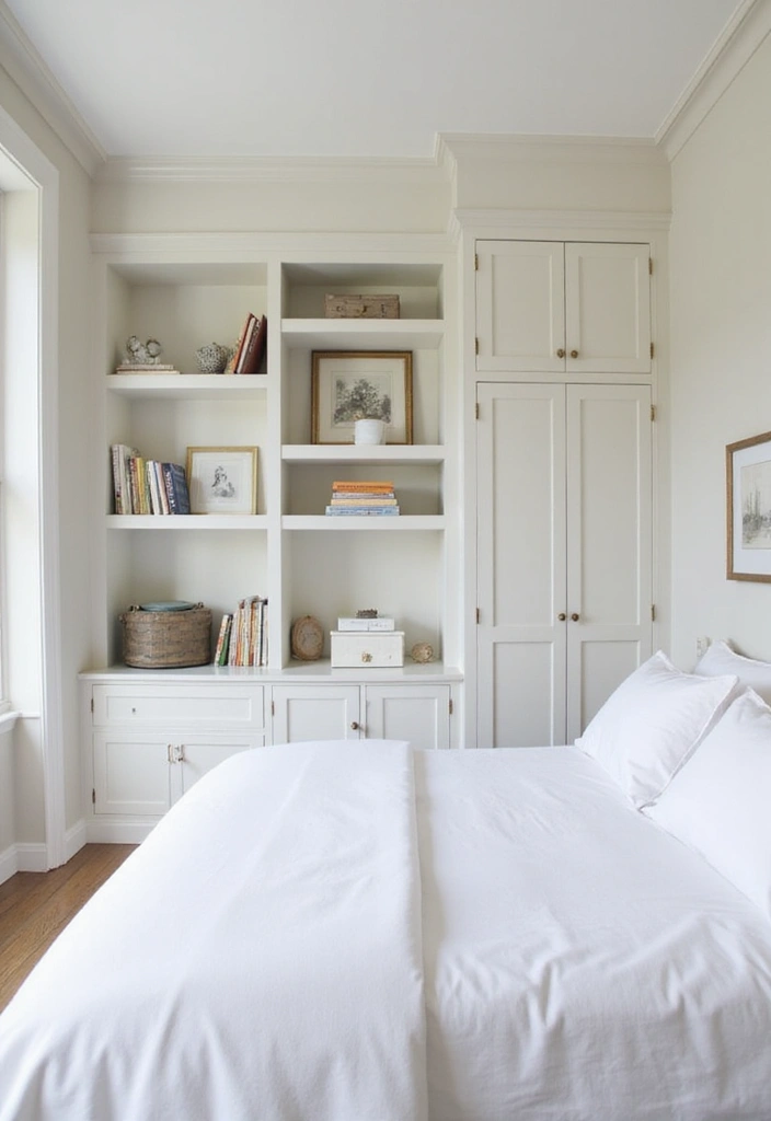 25 Off White Bedroom Ideas That Feel Light, Elegant & Airy - 11. Custom Built-Ins