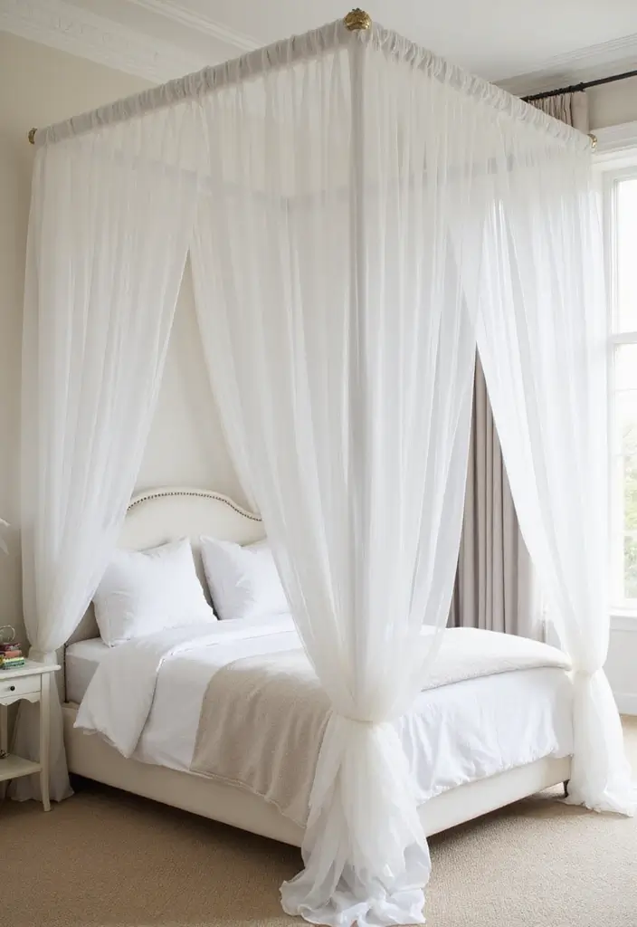 25 Off White Bedroom Ideas That Feel Light, Elegant & Airy - 12. Chic Canopy Beds