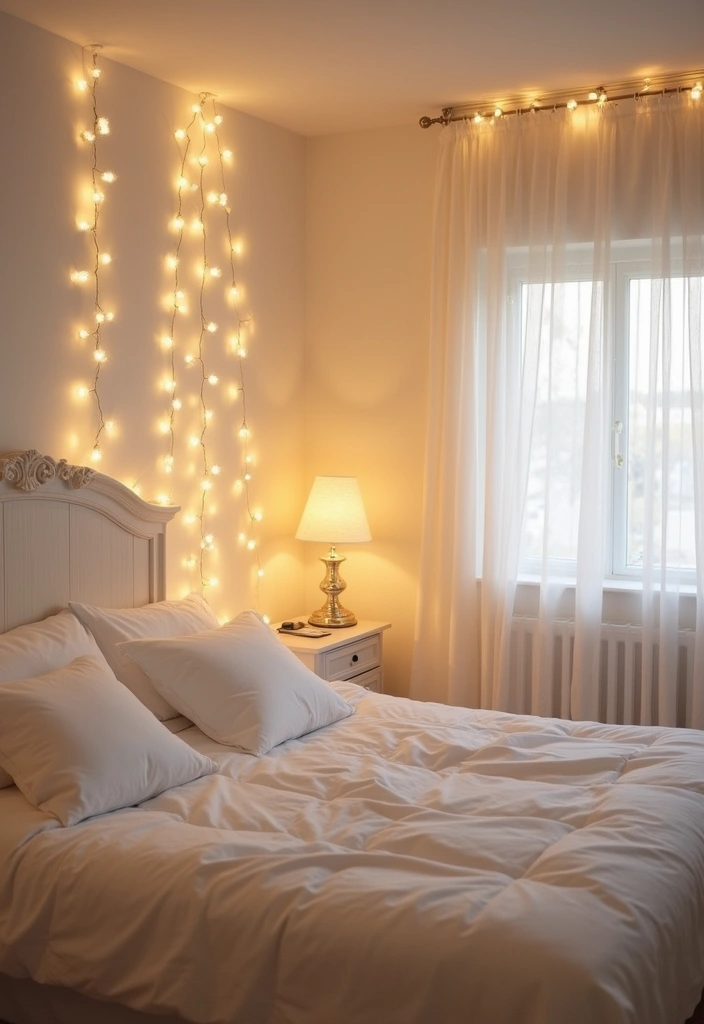 25 Off White Bedroom Ideas That Feel Light, Elegant & Airy - 13. Soft Lighting Accents