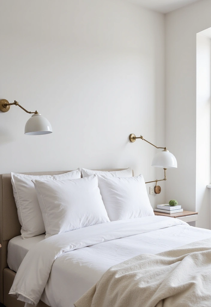 25 Off White Bedroom Ideas That Feel Light, Elegant & Airy - 22. Wall-mounted Lighting