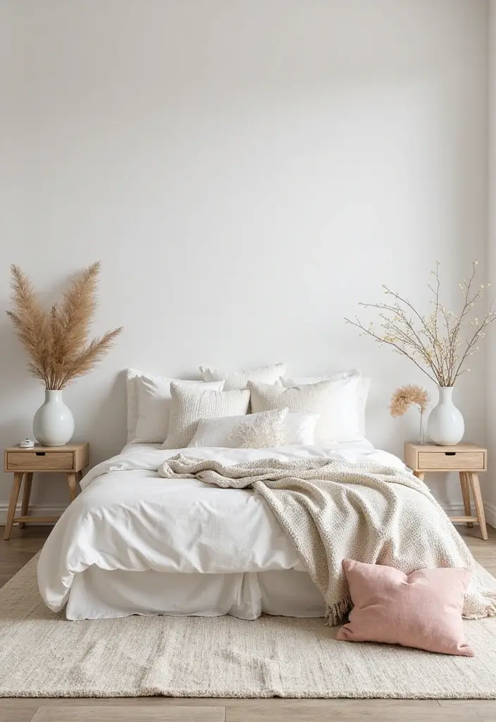 25 Off White Bedroom Ideas That Feel Light, Elegant & Airy - 23. Soft Colorful Accents