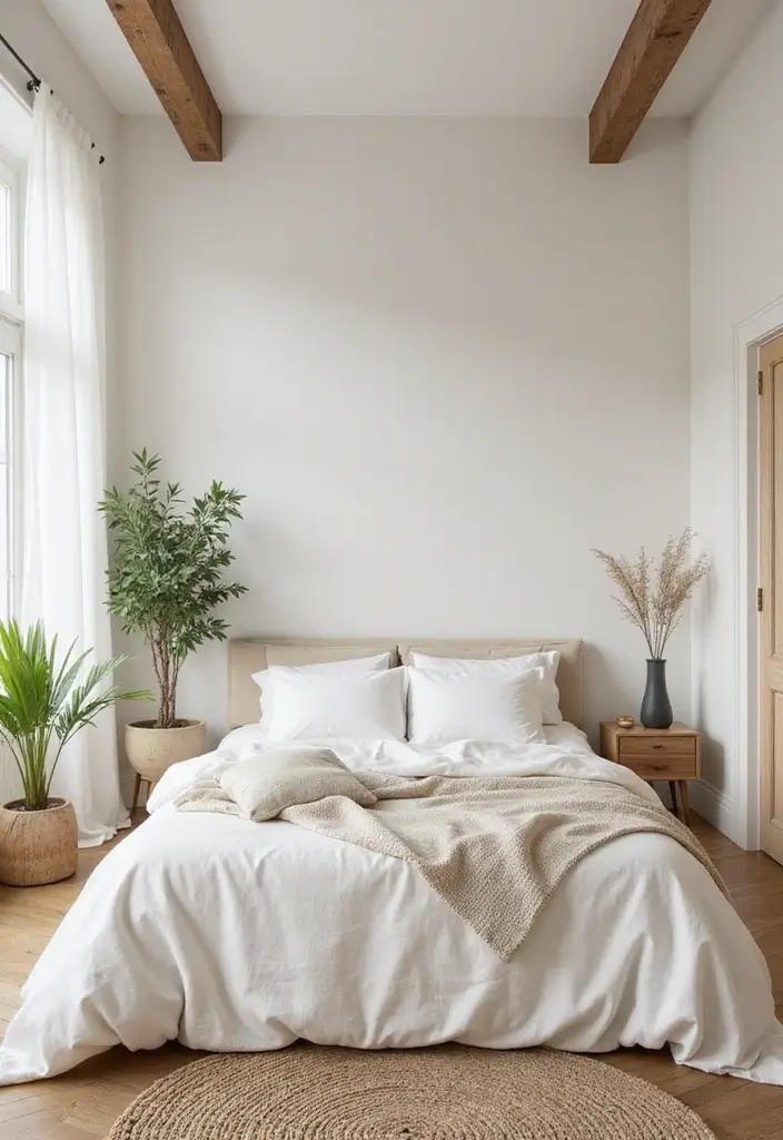 25 Off White Bedroom Ideas That Feel Light, Elegant & Airy - 6. Natural Elements
