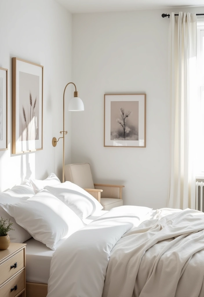 25 Off White Bedroom Ideas That Feel Light, Elegant & Airy - 7. Subtle Artwork