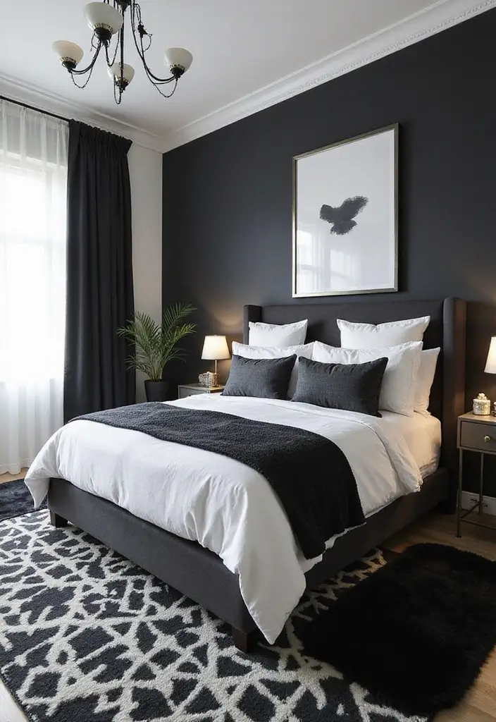 25 Room Color Ideas Bedroom Men That Feel Masculine and Classy - 4. Classic Black and White