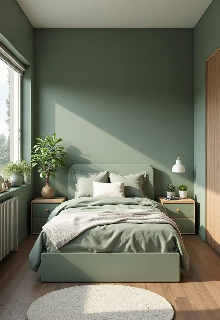 25 Sage Green Bedroom Ideas That Are Peaceful and Elegant - 15. Functional Furniture for Small Spaces
