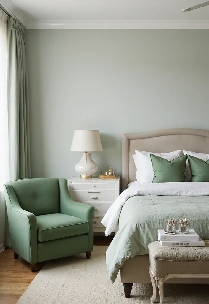 25 Sage Green Bedroom Ideas That Are Peaceful and Elegant - 17. Sage Green for Accent Furniture