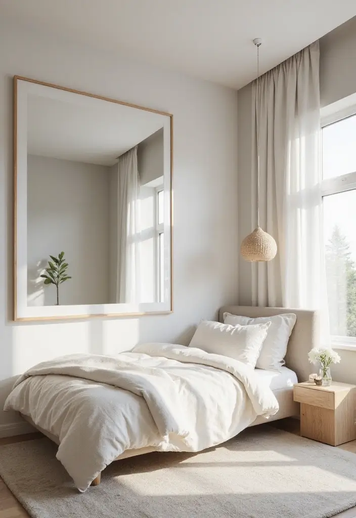 25 Sage Green Bedroom Ideas That Are Peaceful and Elegant - 21. Incorporating Mirrors for Depth