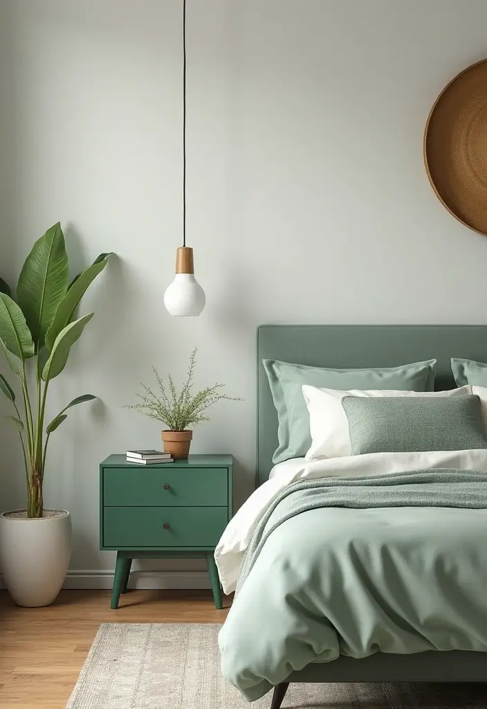 25 Sage Green Bedroom Ideas That Are Peaceful and Elegant - 24. Sage Green Bedside Tables