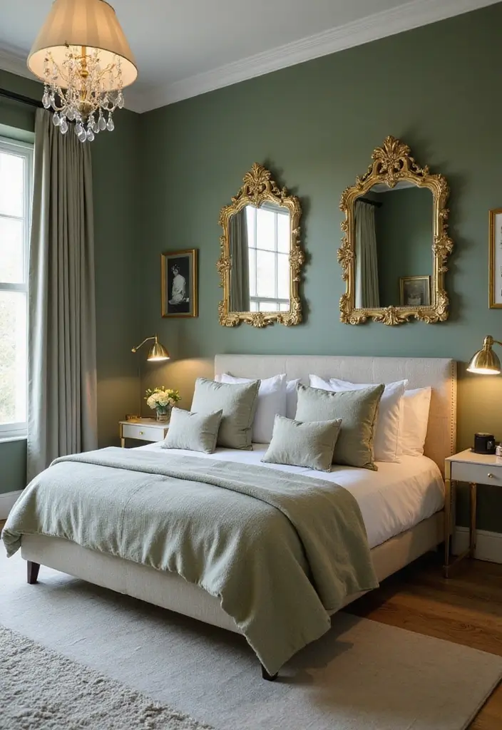 25 Sage Green Bedroom Ideas That Are Peaceful and Elegant - 6. Sage Green and Gold Accents