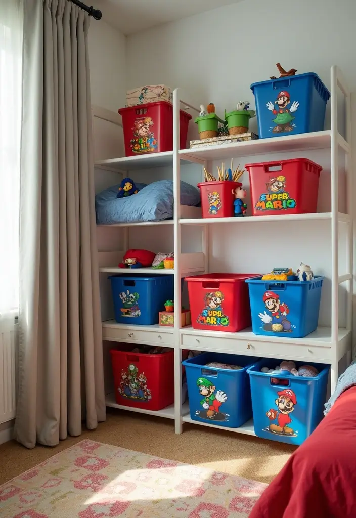 25 Super Mario Bedroom Ideas That Bring Nostalgia & Fun - 10. Mario-Themed Storage Solutions