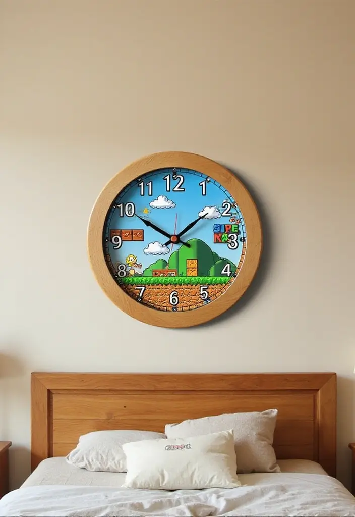 25 Super Mario Bedroom Ideas That Bring Nostalgia & Fun - 11. Themed Wall Clock