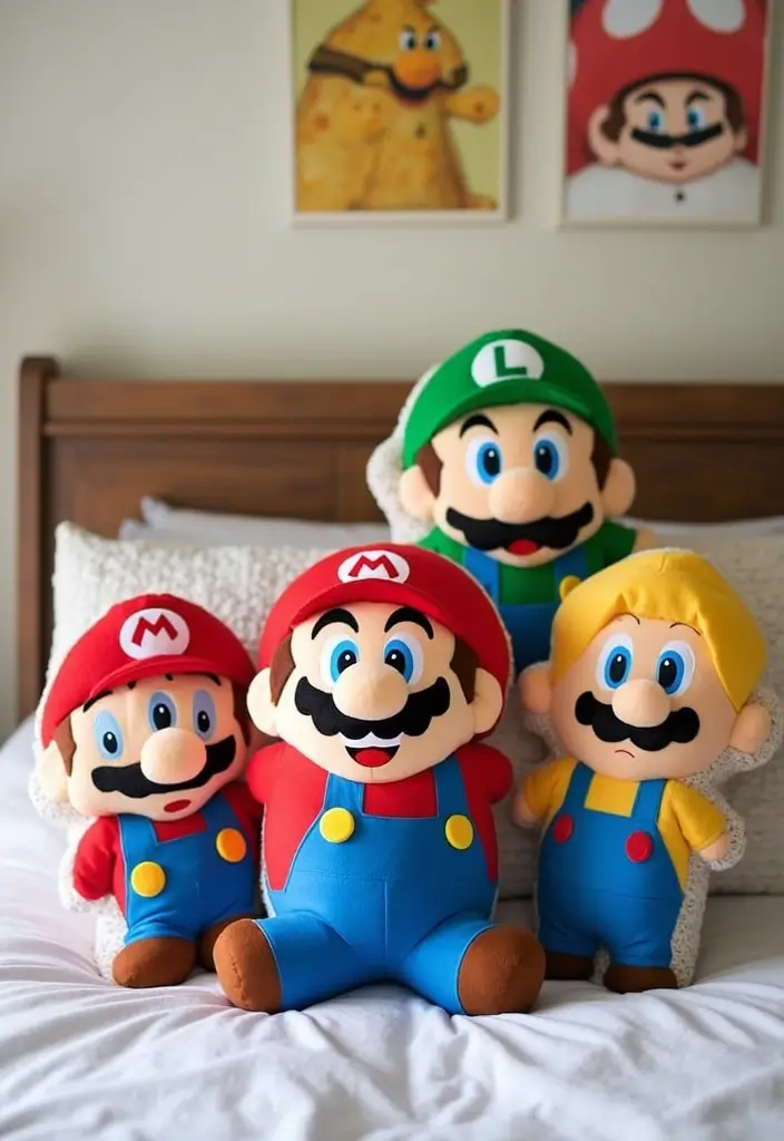 25 Super Mario Bedroom Ideas That Bring Nostalgia & Fun - 17. Super Mario Throw Pillows