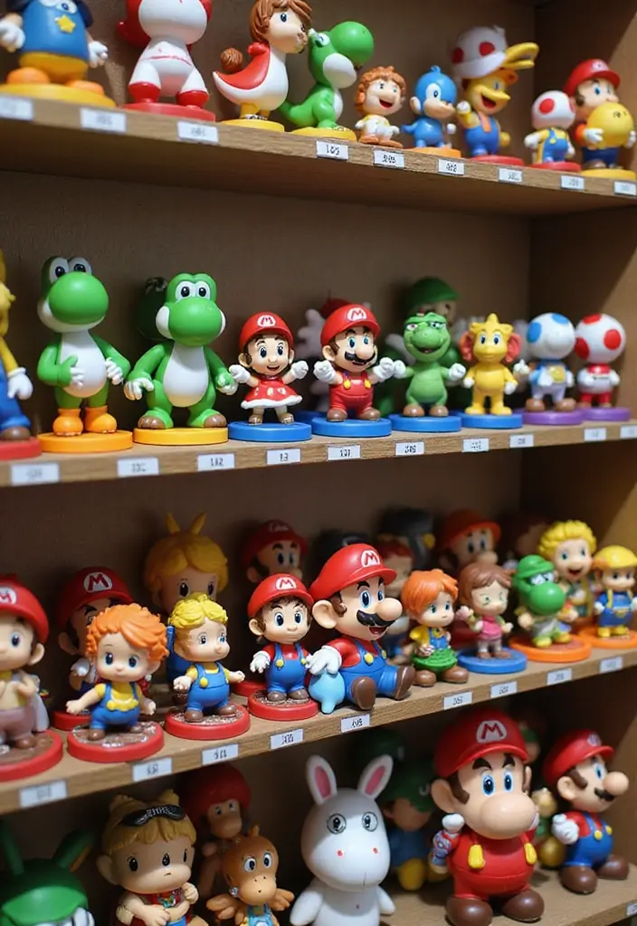 25 Super Mario Bedroom Ideas That Bring Nostalgia & Fun - 18. Mario Character Figurines