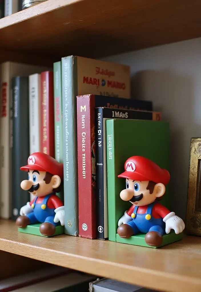 25 Super Mario Bedroom Ideas That Bring Nostalgia & Fun - 19. Mario-Inspired Bookends