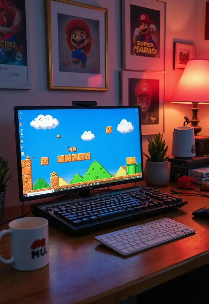 25 Super Mario Bedroom Ideas That Bring Nostalgia & Fun - 20. Themed Game Console Setup