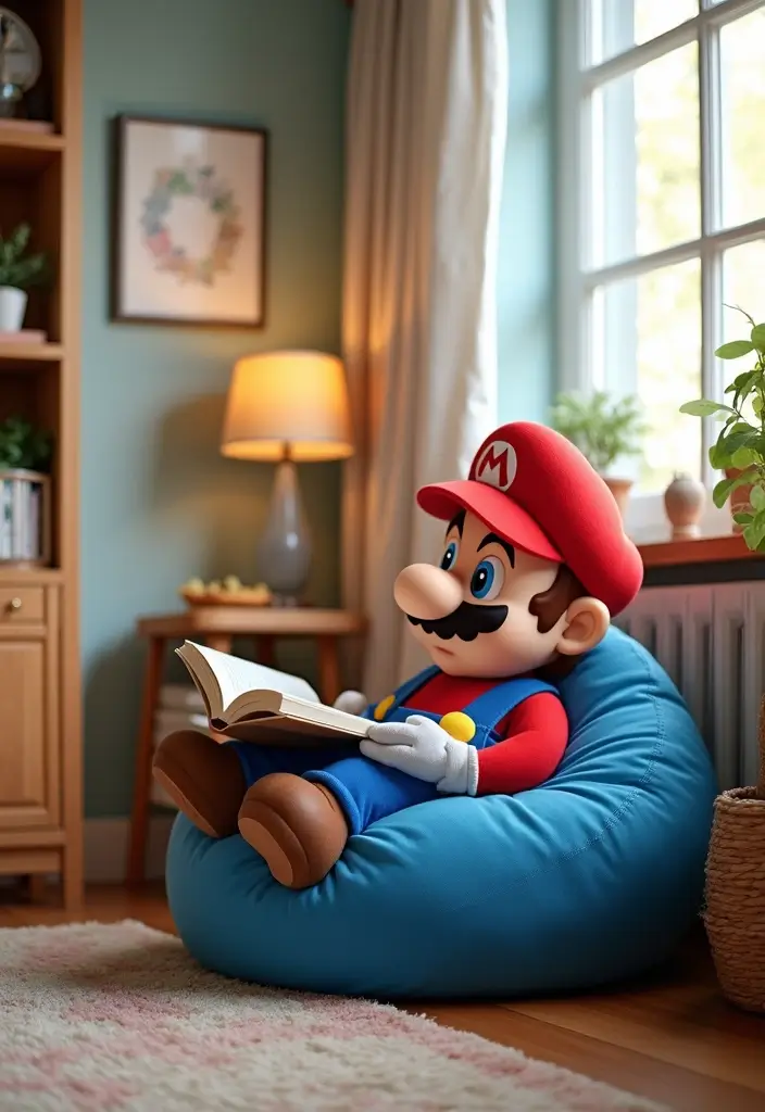 25 Super Mario Bedroom Ideas That Bring Nostalgia & Fun - 22. Mario-Themed Bean Bag Chairs