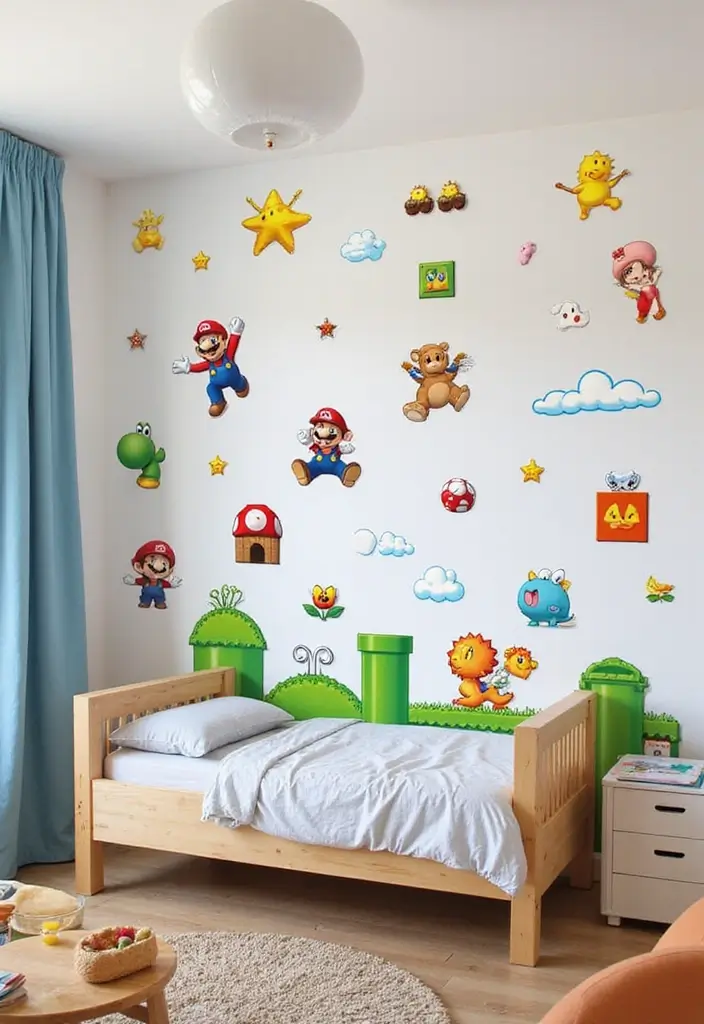 25 Super Mario Bedroom Ideas That Bring Nostalgia & Fun - 6. Mario Wall Stickers