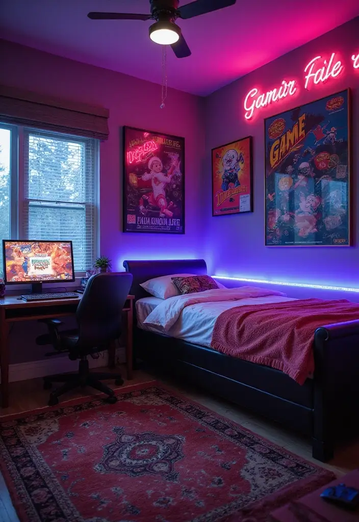 25 Two Boys Bedroom Ideas Shared Rooms That Work Perfectly - 24. Retro Gaming