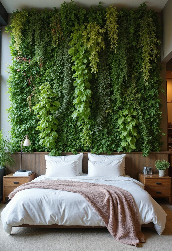 25 Vines in Bedroom Ideas That Bring Nature Indoors - 17. Vertical Garden Wall with Various Vines