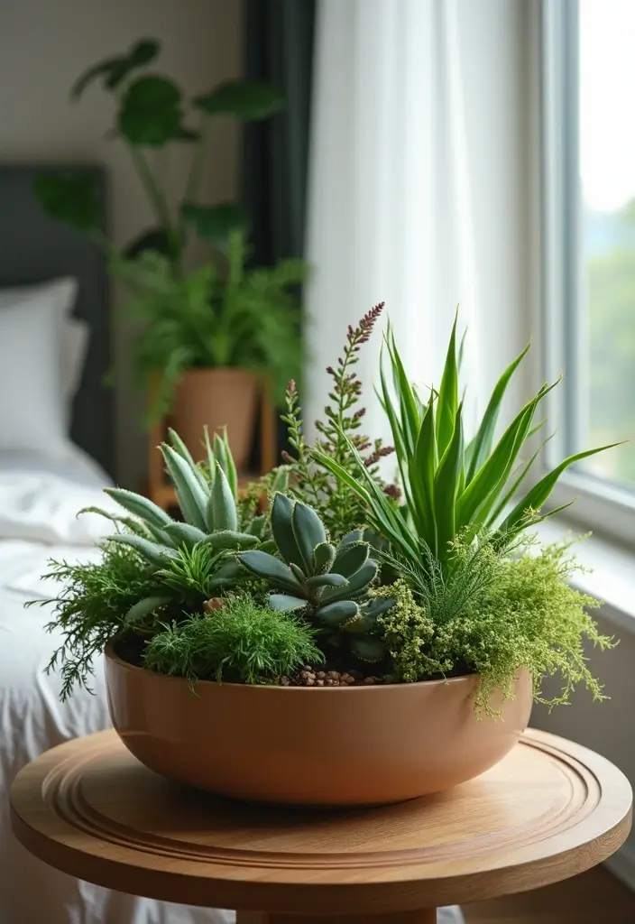 25 Vines in Bedroom Ideas That Bring Nature Indoors - 19. Mixed Planter with Vines and Other Plants