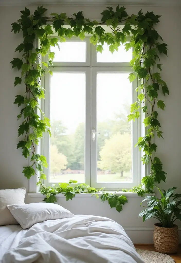 25 Vines in Bedroom Ideas That Bring Nature Indoors - 24. Vines Framing Windows