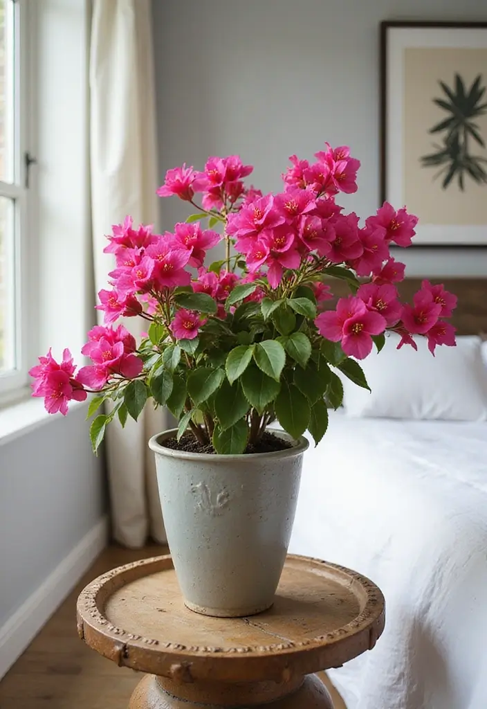 25 Vines in Bedroom Ideas That Bring Nature Indoors - 9. Bougainvillea on a Large Stand