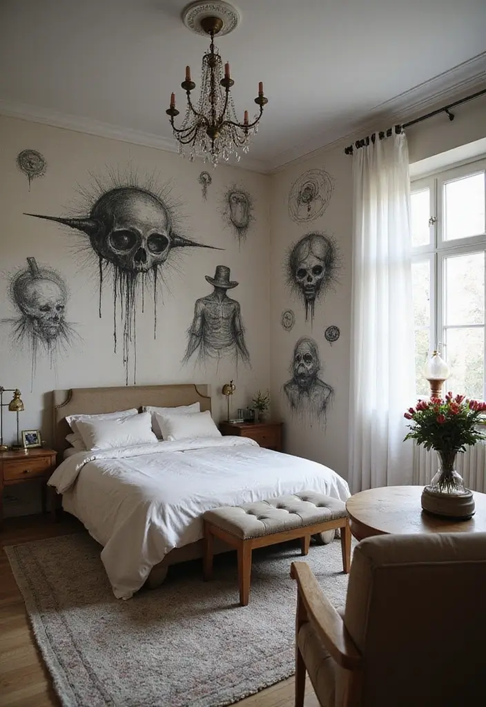 25 Wall Sketches Ideas Bedroom That Add Artistic Touch - 12. Surrealistic Sketches