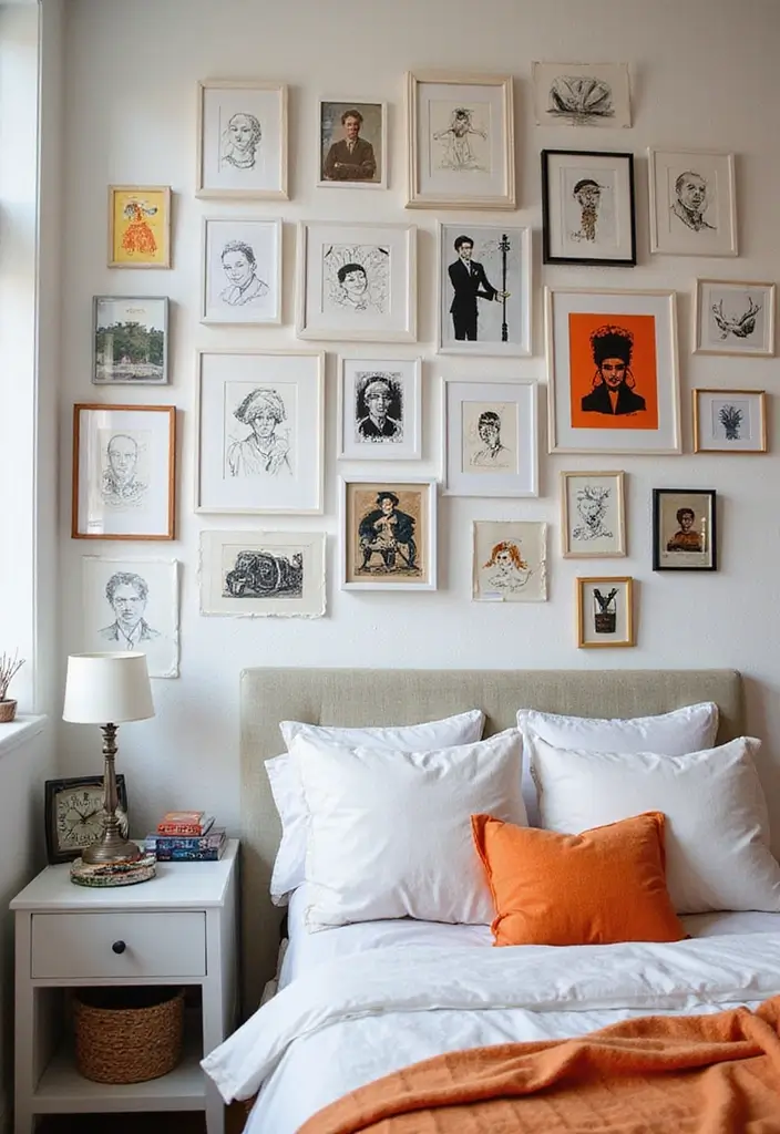 25 Wall Sketches Ideas Bedroom That Add Artistic Touch - 13. Collage of Sketches