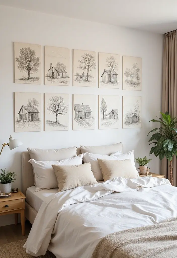 25 Wall Sketches Ideas Bedroom That Add Artistic Touch - 15. Seasonal Sketches