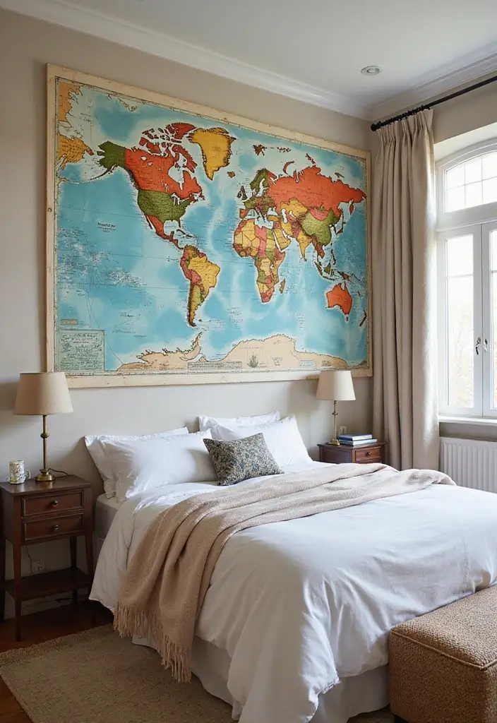 25 Wall Sketches Ideas Bedroom That Add Artistic Touch - 19. Artistic Maps