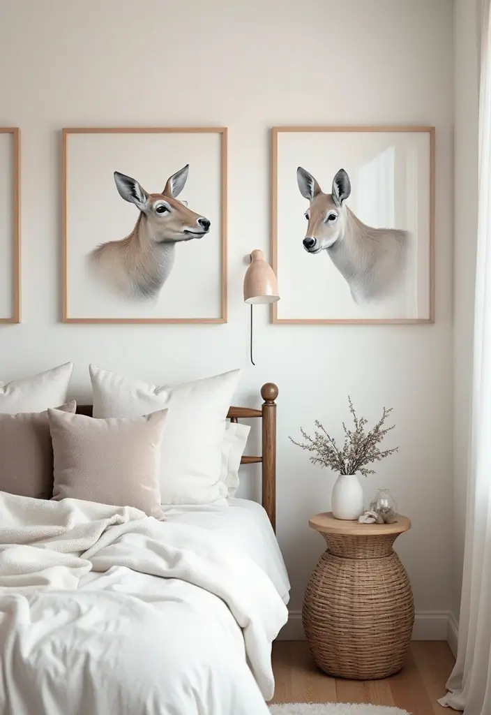 25 Wall Sketches Ideas Bedroom That Add Artistic Touch - 20. Minimalist Animal Sketches