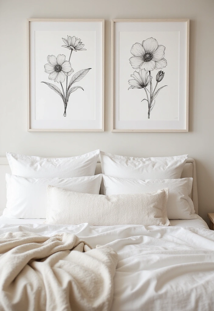 25 Wall Sketches Ideas Bedroom That Add Artistic Touch - 21. Line Art Flowers