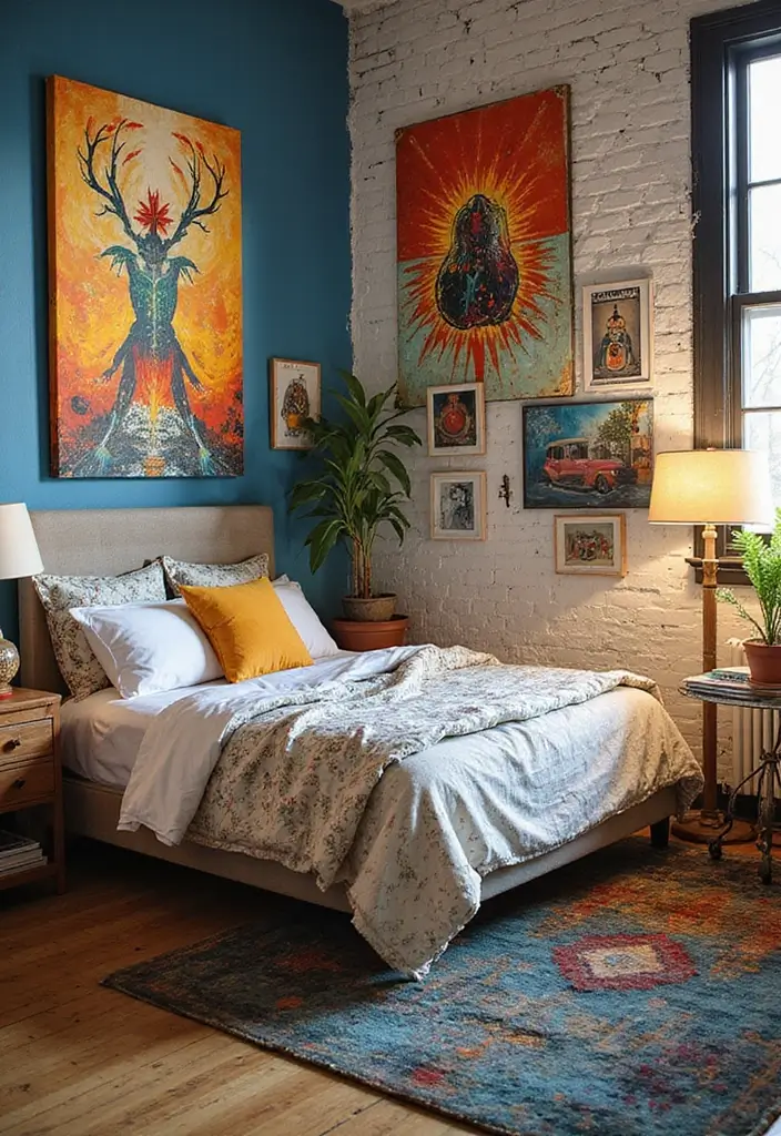 25 Wall Sketches Ideas Bedroom That Add Artistic Touch - 24. Fusion Art