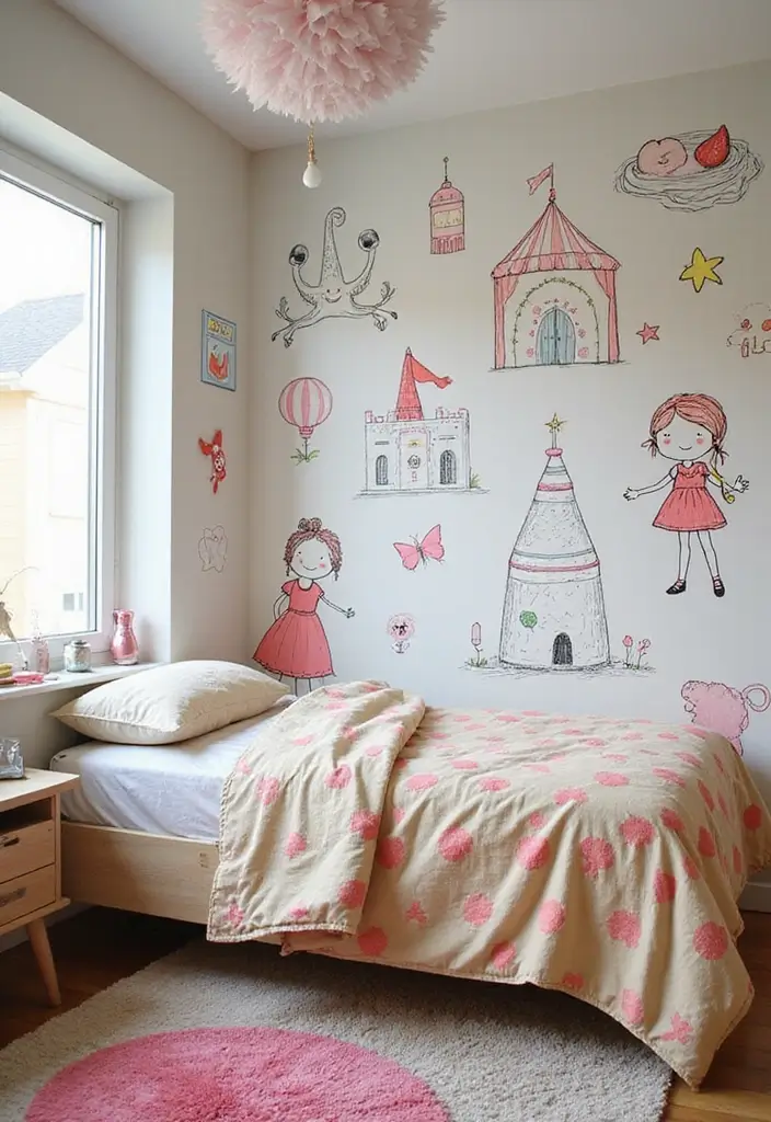 25 Wall Sketches Ideas Bedroom That Add Artistic Touch - 9. Whimsical Designs