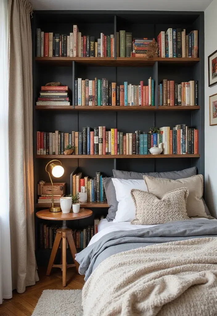 29 Bedroom Corner Ideas Cozy Nook Designs You’ll Love Curling Up In - 27. Artful Bookshelf