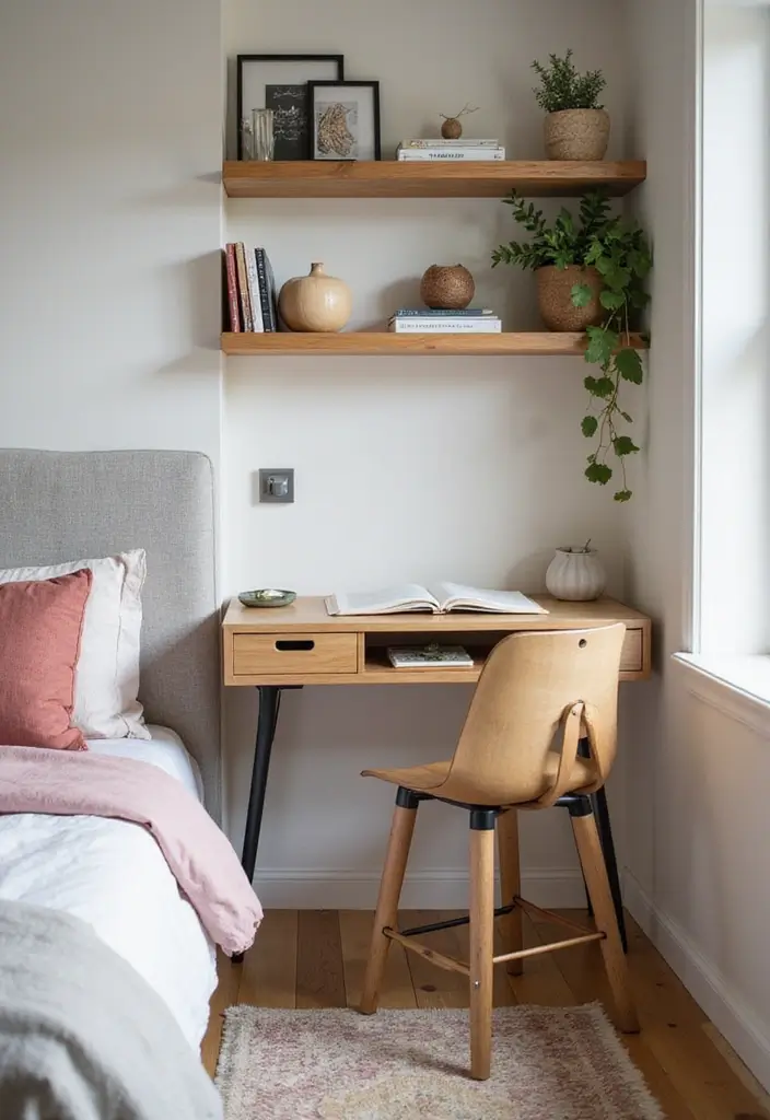 29 Bedroom Corner Ideas Cozy Nook Designs You’ll Love Curling Up In - 7. Wall-Mounted Workspace