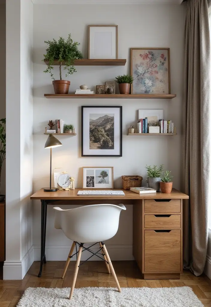 30 2 Bedroom Apartment Ideas That Feel Spacious and Stylish - 19. Wall-mounted Desks