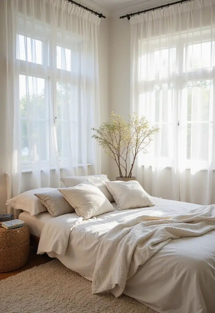 30 2 Bedroom Apartment Ideas That Feel Spacious and Stylish - 20. Bright and Airy Textiles